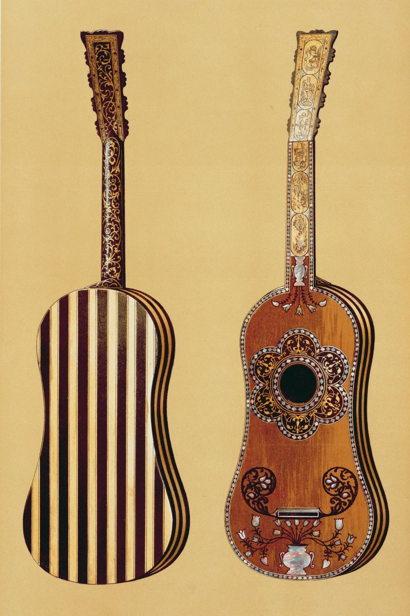 Guitar indlagt med perlemor, fra 