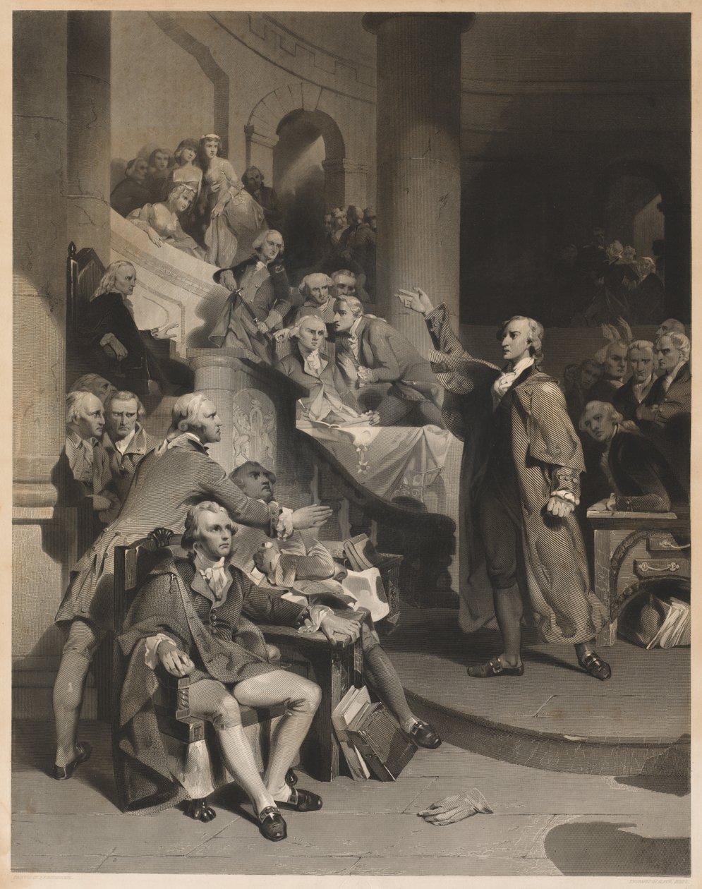Patrick Henry holder sin fejrede tale i House of Burgesses, Virginia af Alfred Jones