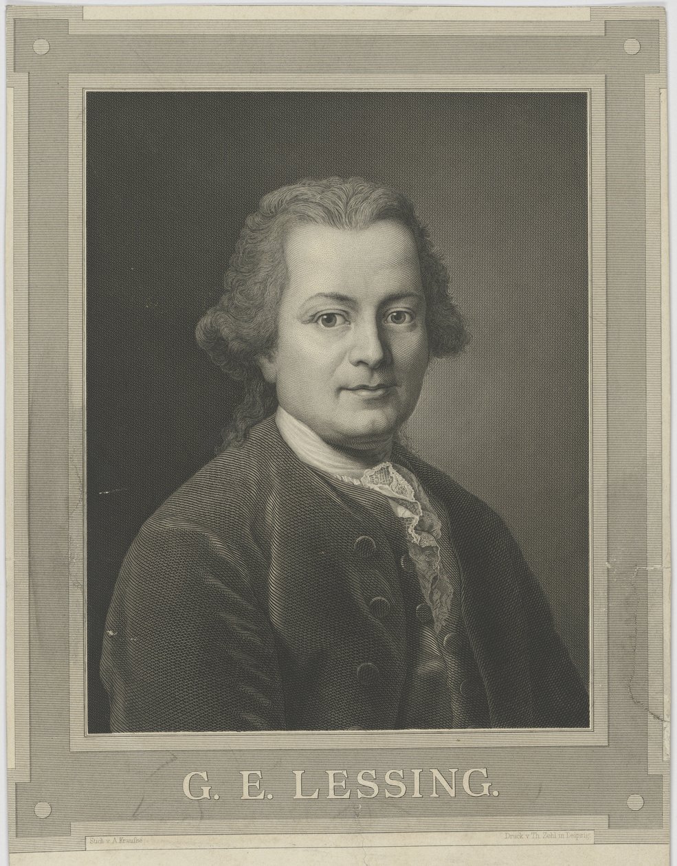 Portræt af Gotthold Ephraim Lessing 1729-1781, ca. 1840. af Alfred Kraufse