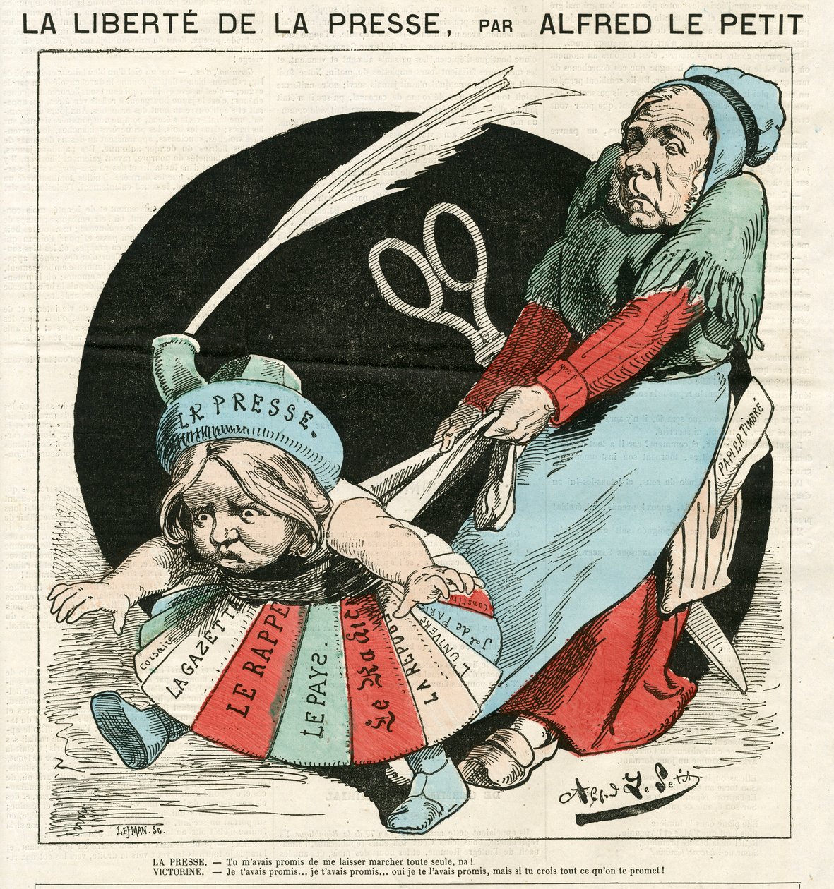 Cover af "Le Grelot", satirisk i farver af Alfred Le Petit