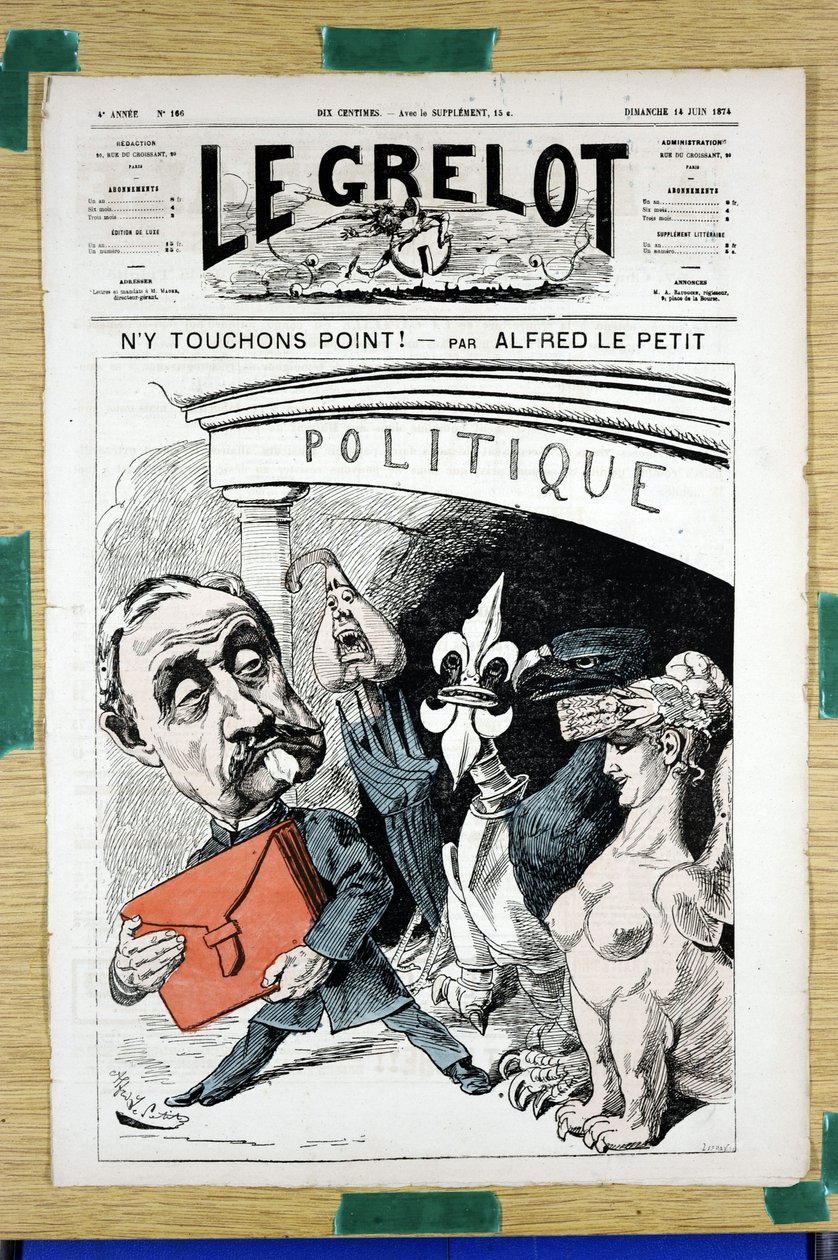 Omslag til "" Le Grelot"", nummer 166, Satirisk i farver af Alfred Le Petit
