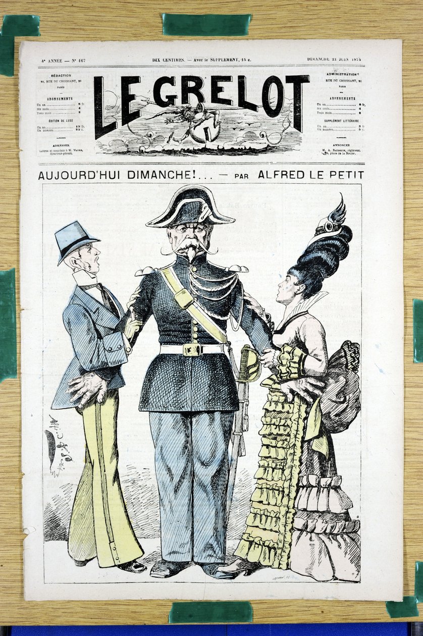 Omslag til "" Le Grelot"", nummer 167, Satirisk i farver af Alfred Le Petit