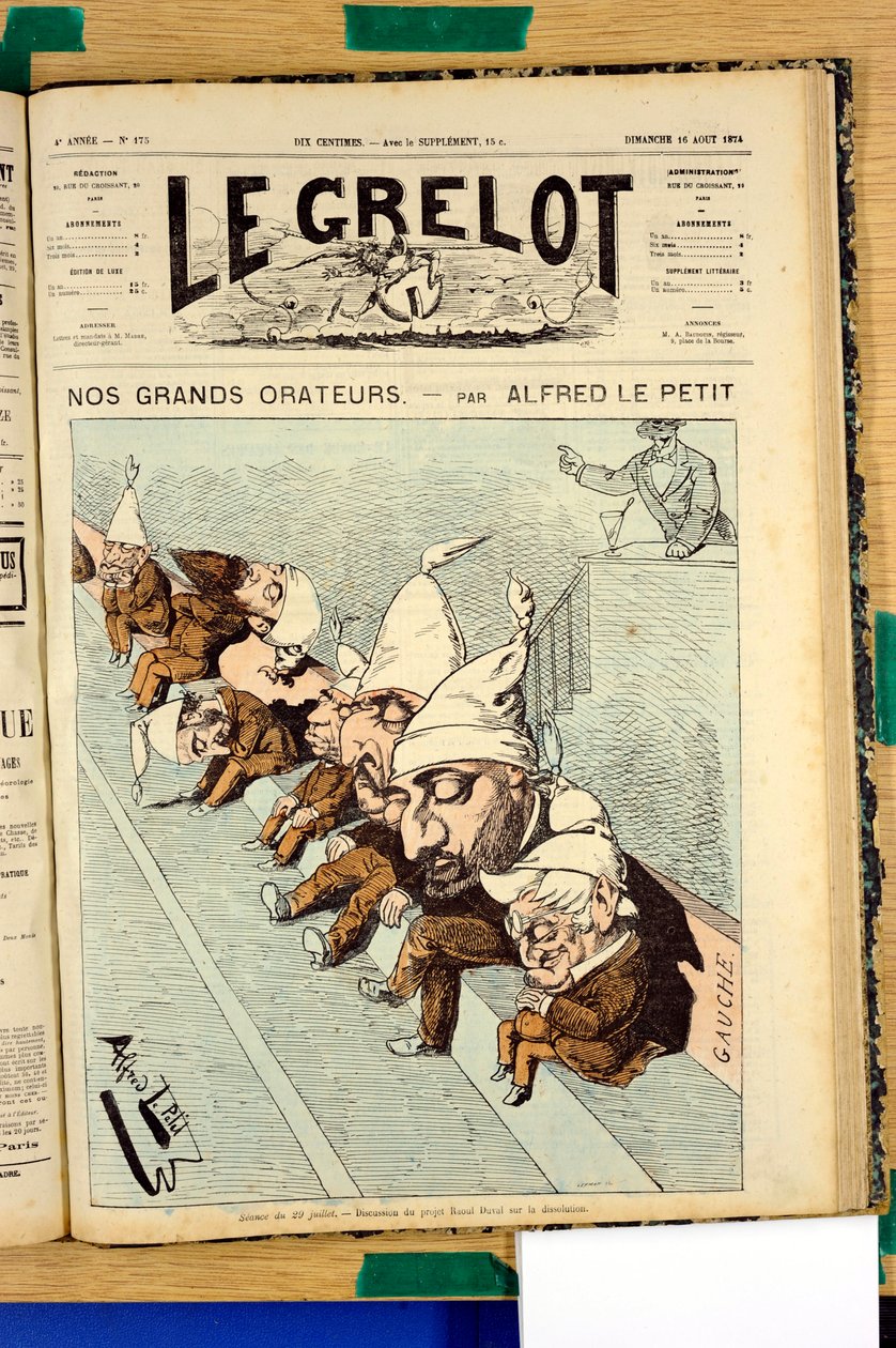 Omslag til "" Le Grelot"", nummer 175, Satirisk i farver af Alfred Le Petit