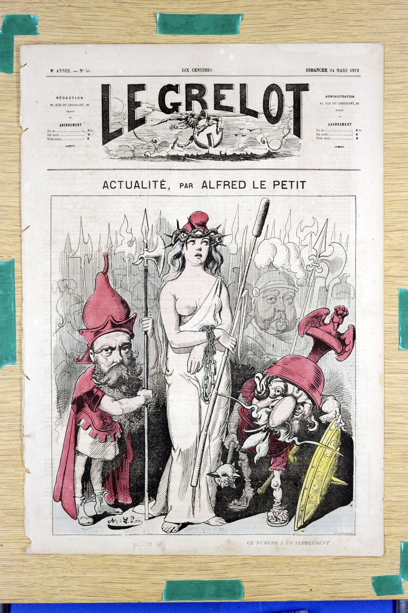 Omslag til "" Le Grelot"", nummer 50, Satirisk i farver af Alfred Le Petit