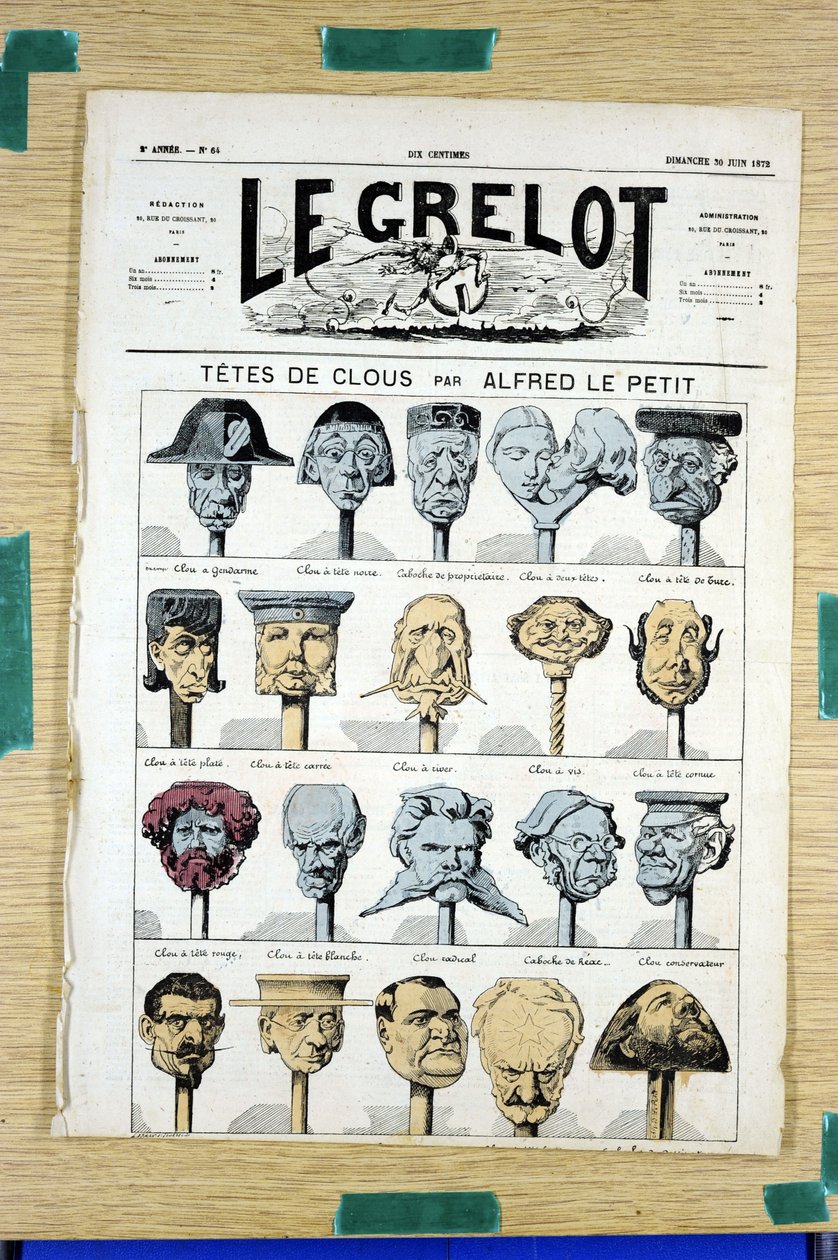 Omslag til “Le Grelot”, nummer 64, Satirisk i farver af Alfred Le Petit