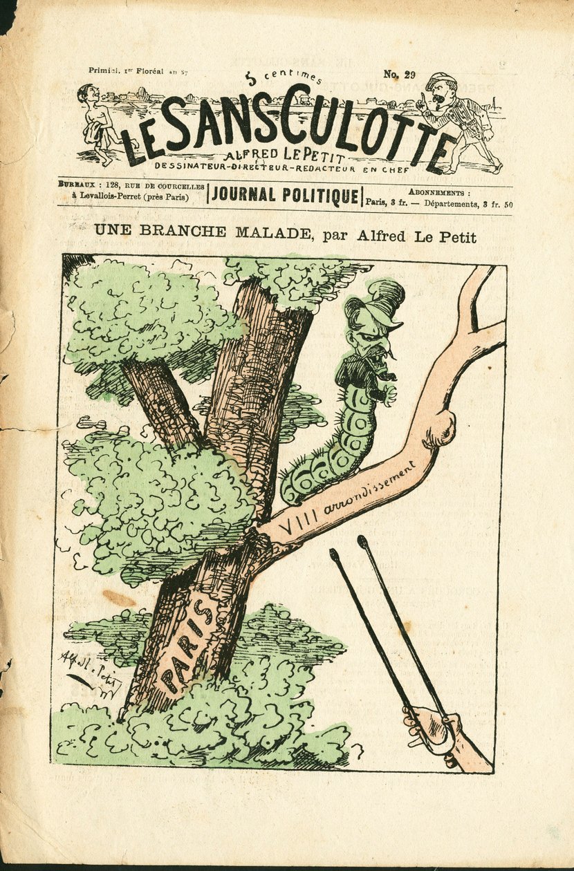 Cover af ""Le Sans-Panlotte"", nummer 29, satirisk i farver af Alfred Le Petit