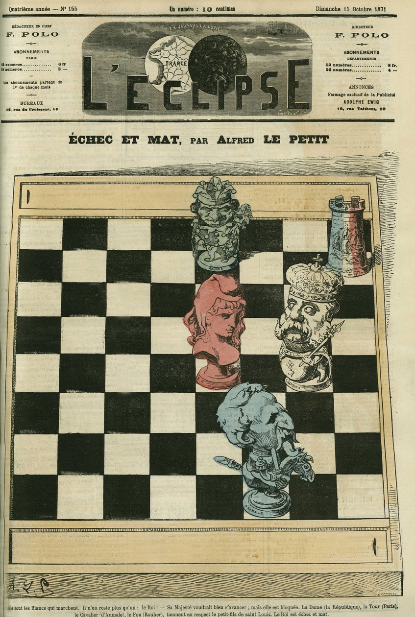 Svigt og mat, Dame-Republique, Tour-Paris, Cavalier-Duc af Aumale (1822-1897), Fou-Rouher (1814-1884) har svigtet kong Louis-Philippe d