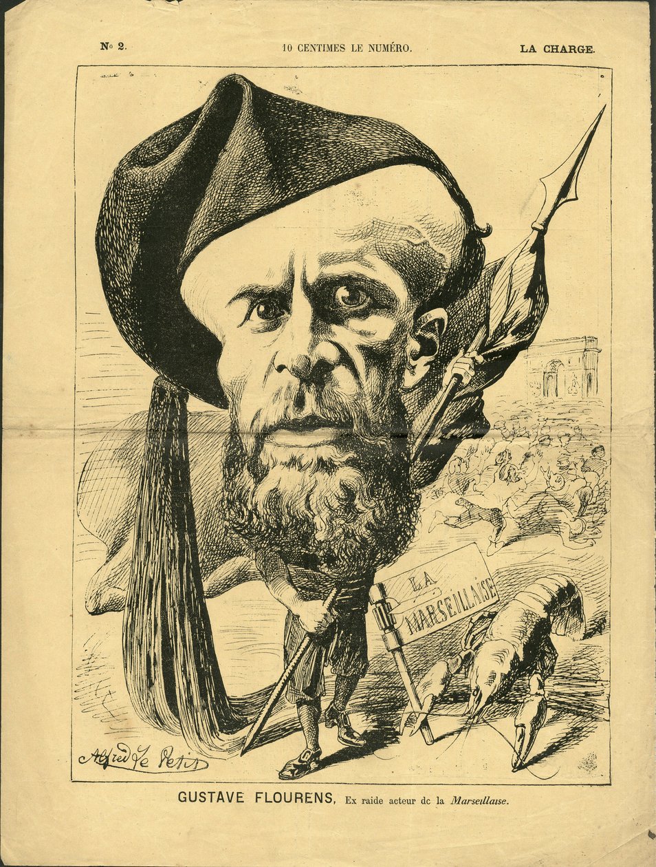 Illustration af Alfred Le Pete (1841-1909) i La Charge (1870), nr. 2 - Flourens Emile af Alfred Le Petit