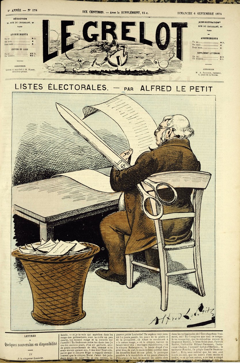 Illustration til forsiden af Le Grelot, nr. 178 af Alfred Le Petit