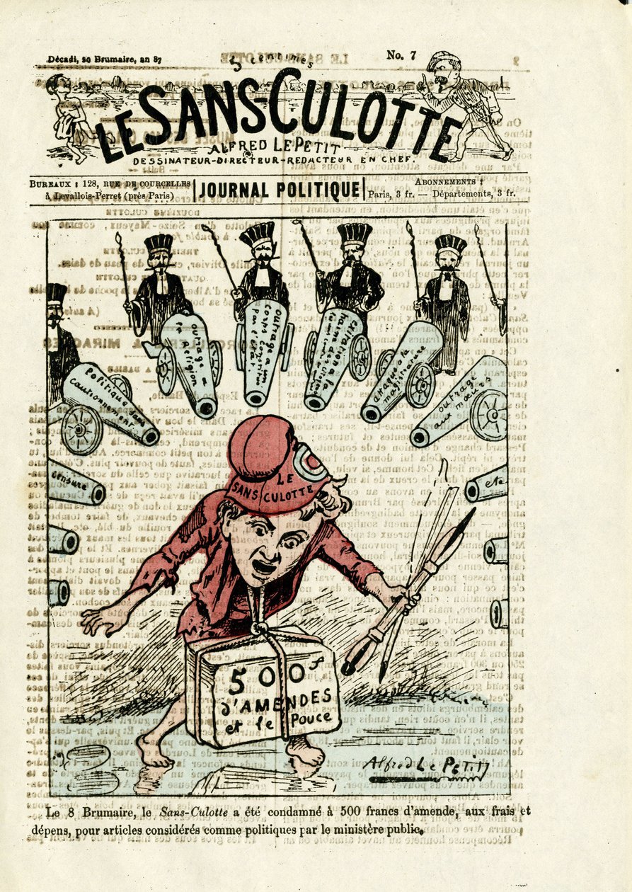 Illustration til forsiden af Le Sans-culotte, nr. 7 af Alfred Le Petit