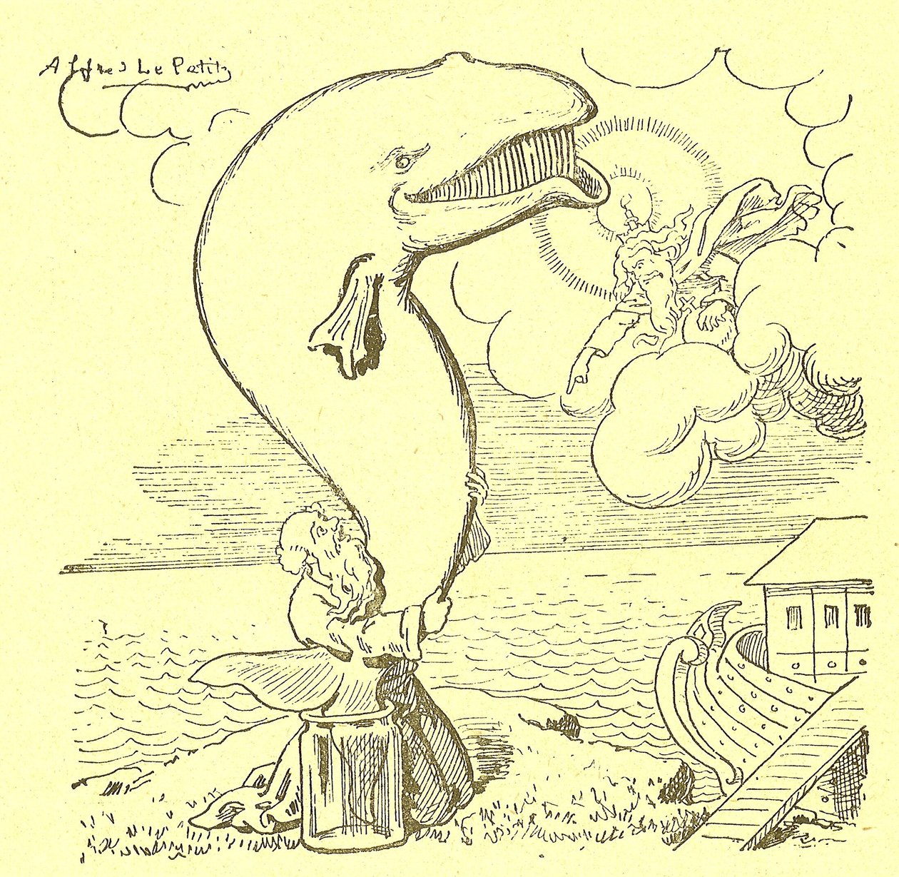 Illustration af Alfred Le Pete (1841-1909) i Gros-Jean og hans kur af Alfred Le Petit