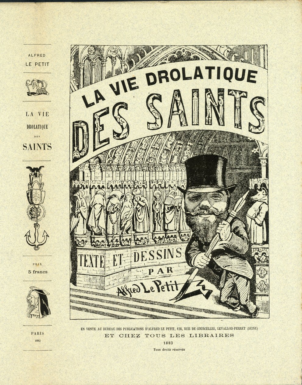 Illustration af Alfred Den Lille (1841-1909) i De helliges drolatiske liv - Skuffer, Selvportræt - Hellige - Den Lille Alfred af Alfred Le Petit