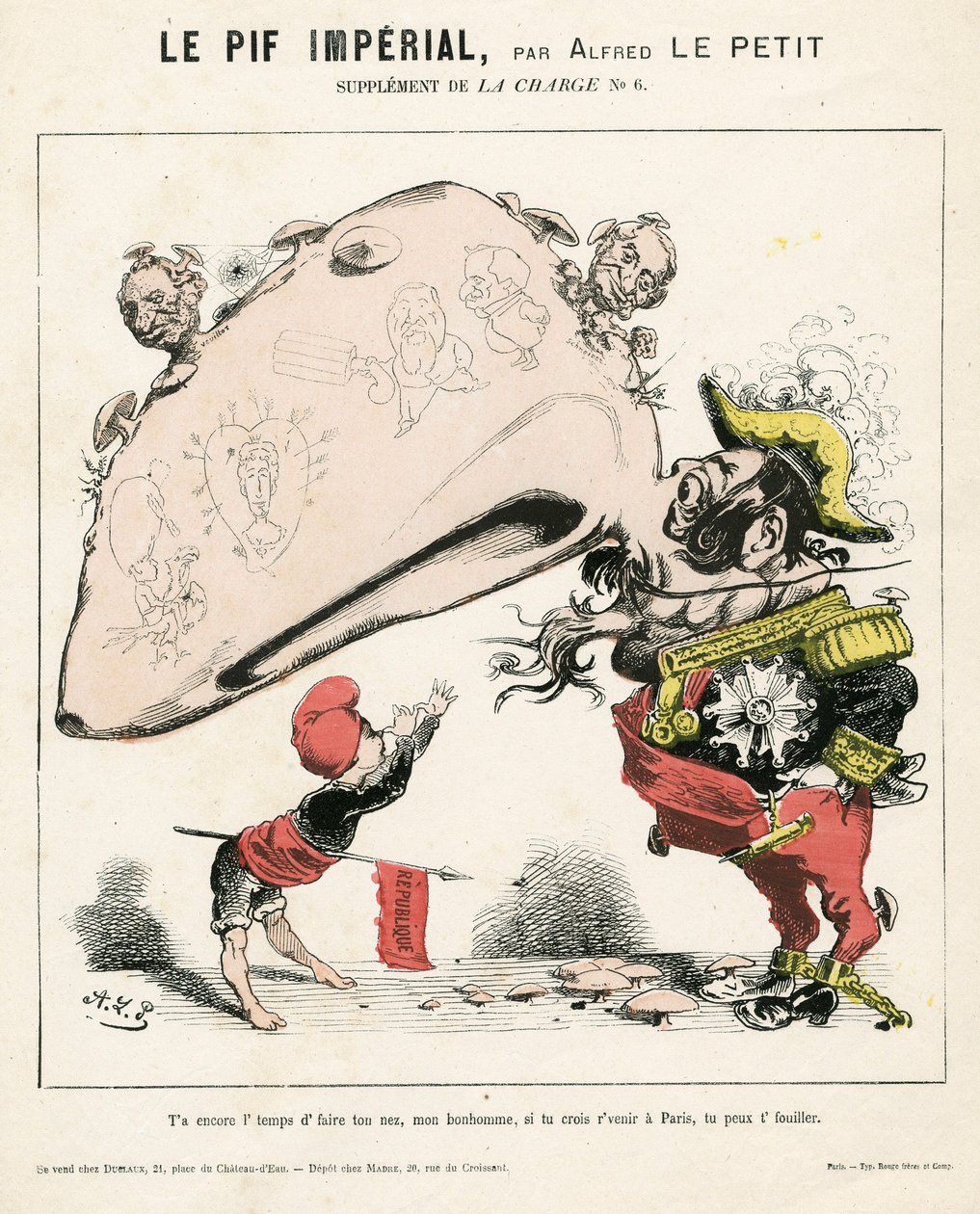 The Charge (1870), nummer 6, satirisk i farver af Alfred Le Petit