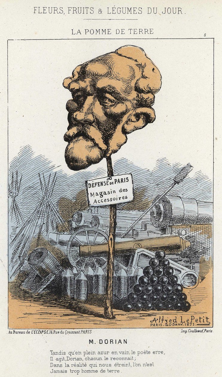 La Potato: Tegnefilm om Dorian - ill. fra 20/01/1871 i "Dagens blomster, frugter og grøntsager" af Alfred Le Petit