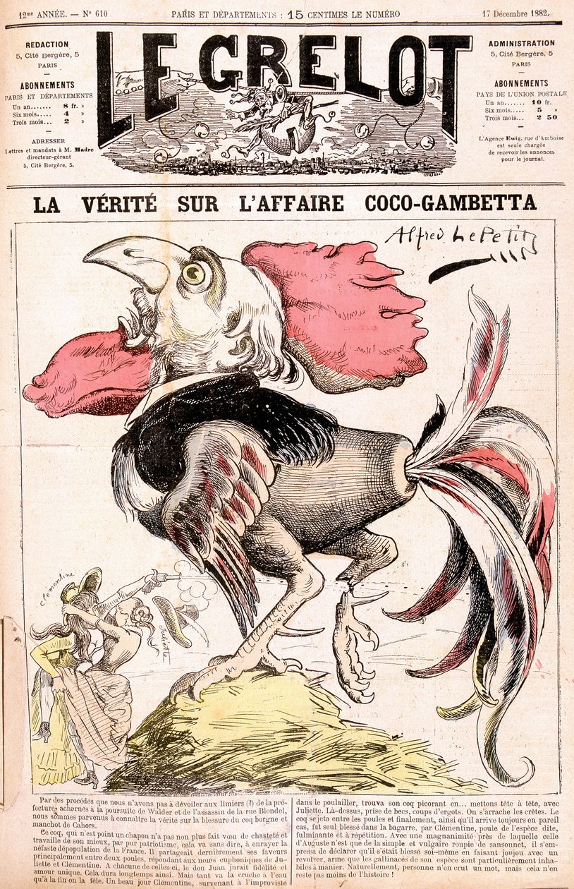 Sandheden om Coco-affæren (Gambetta og dens "" kyllinger") - Gambetta - af Alfred Le Petitty, i "" Le Grelot""" af 17/12/1882 af Alfred Le Petit