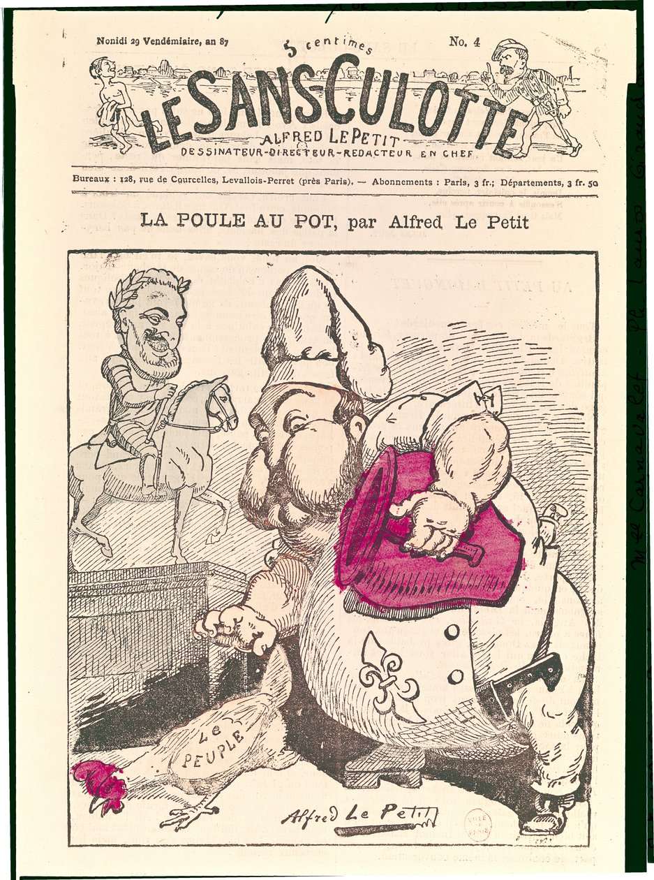 "Le Poule au Pot", karikatur af Henri Charles Ferdinand Marie Dieudonne (1820-83), greve af Chambord, fra "Le Sans-Culotte", 1879 af Alfred Le Petit