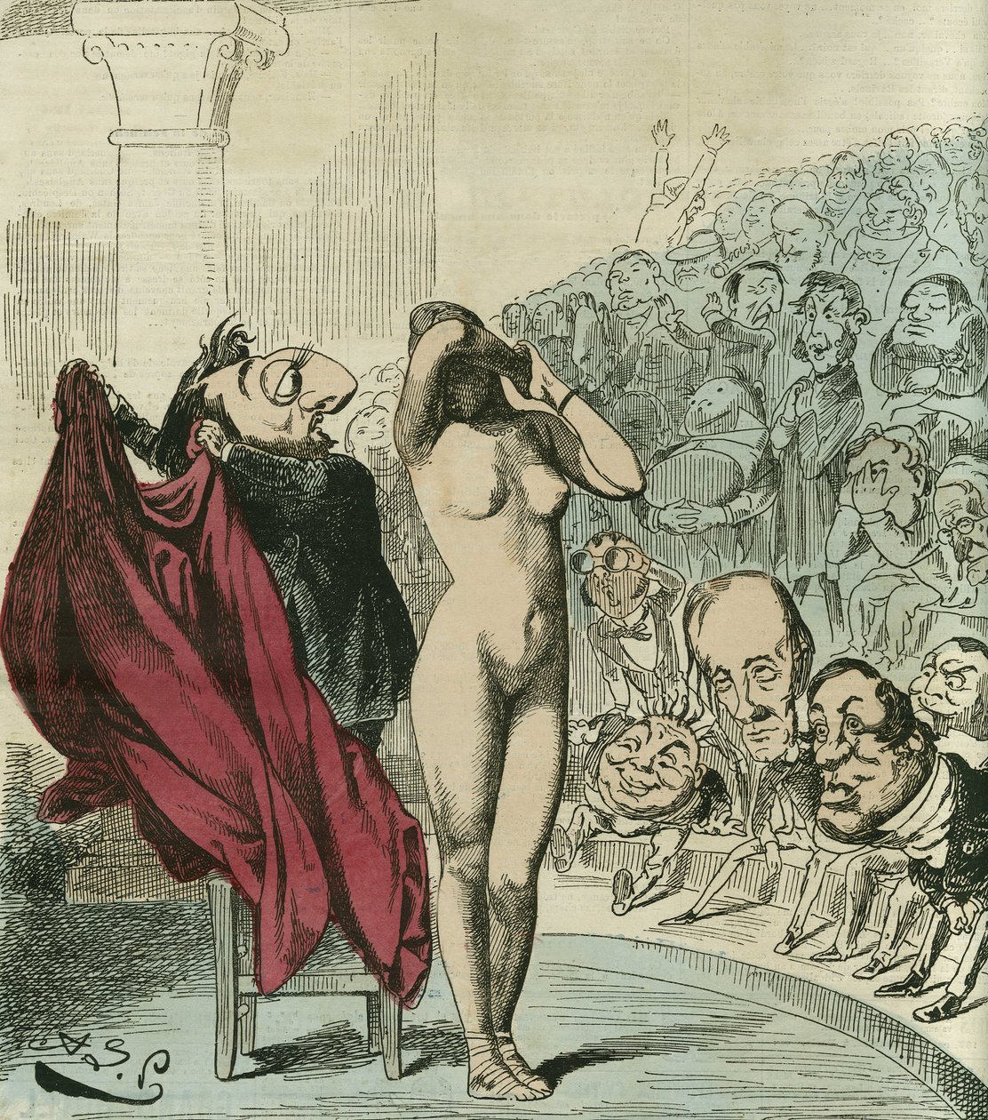 Den nye phryne, ifølge et maleri af Gerome, ville Phryne være Republique afsløret. i "" L