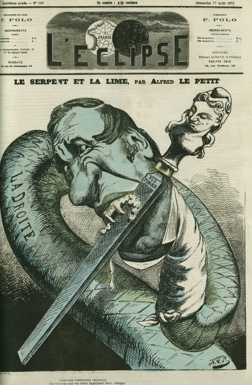 Slangen og filen, højre-slangen filer sine tænder på republikken. Cover i "" L