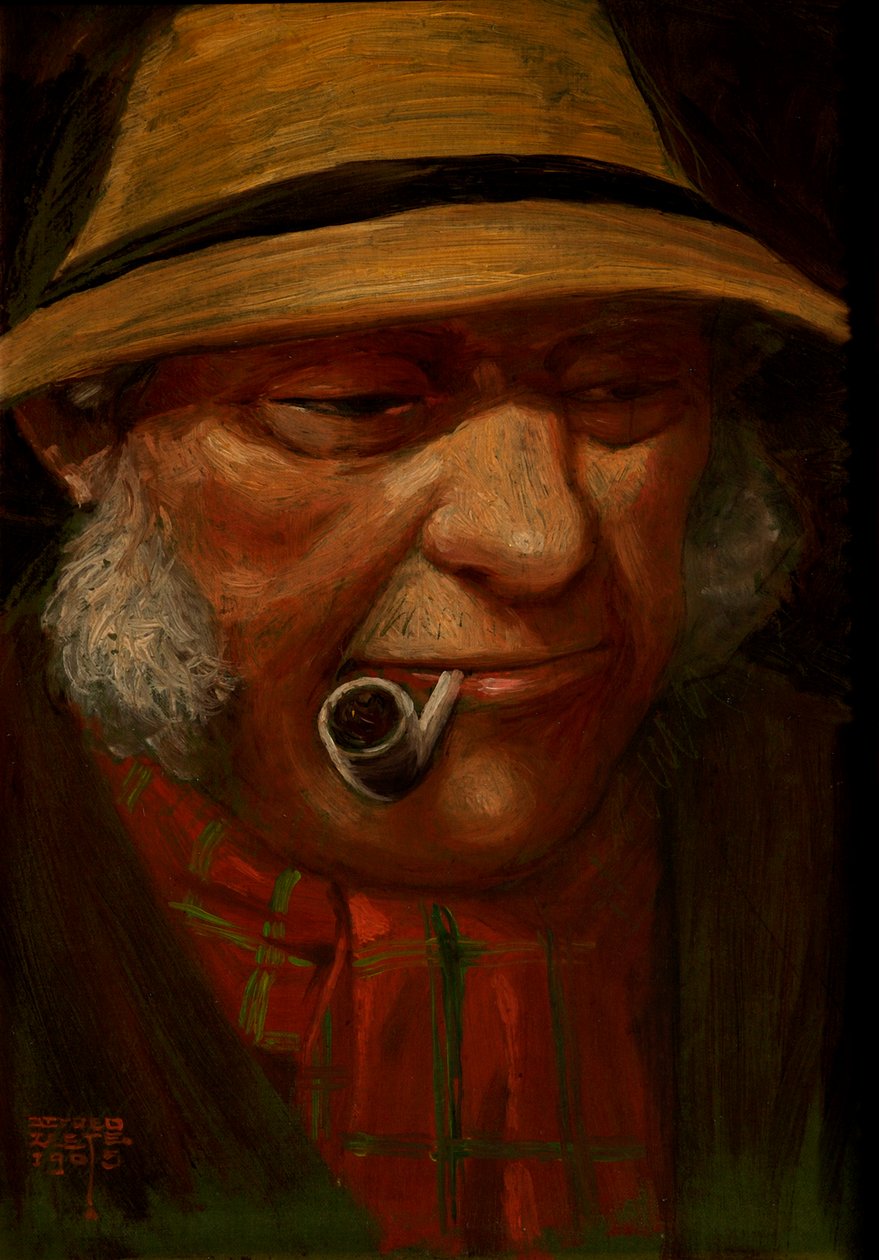 Painting of man smoking pipe, 1905dani af Alfred Leete