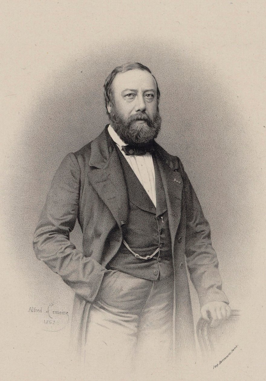 Portræt af komponisten og chansonnieren Gustave Nadaud 1820-1893, 1862. af Alfred Lemoine