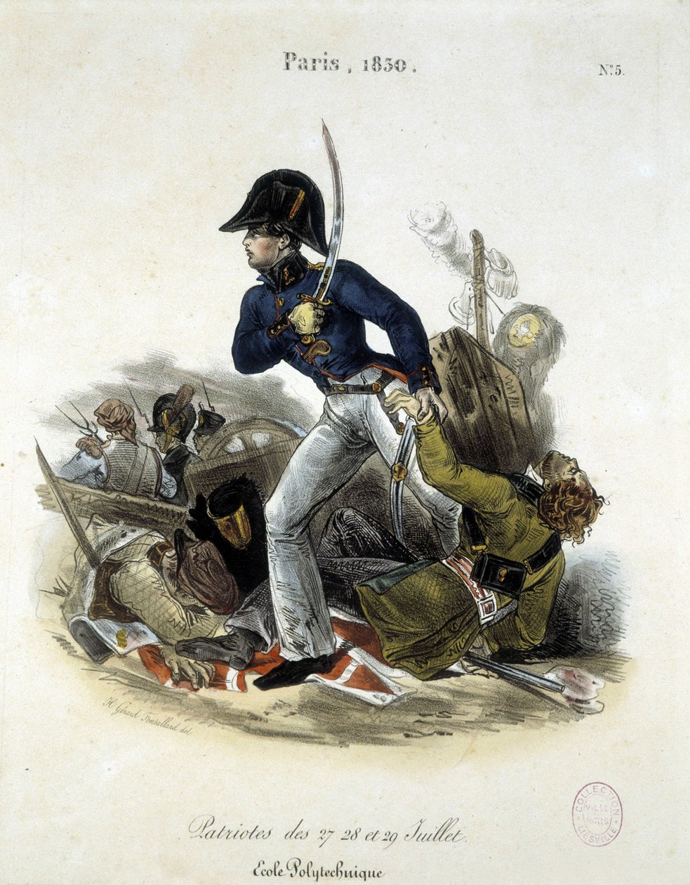 Polytekniker under revolutionen i 1830 af Lemercier. af Alfred Leon Lemercier
