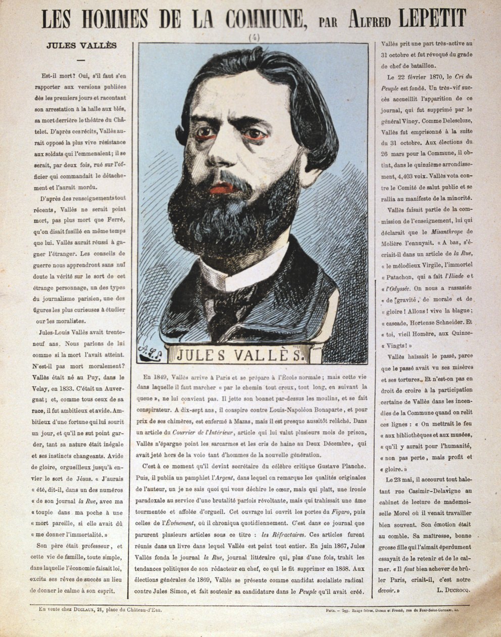 Jules Valles, fransk journalist, forfatter og medlem af Pariserkommunen, 1871 af Alfred Lepetit