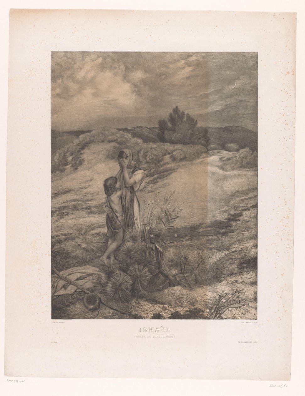 Hagar og Ismael i ørkenen Ismaël (Musée du Luxembourg) (titel på objektet) af Alfred Louis Bahuet