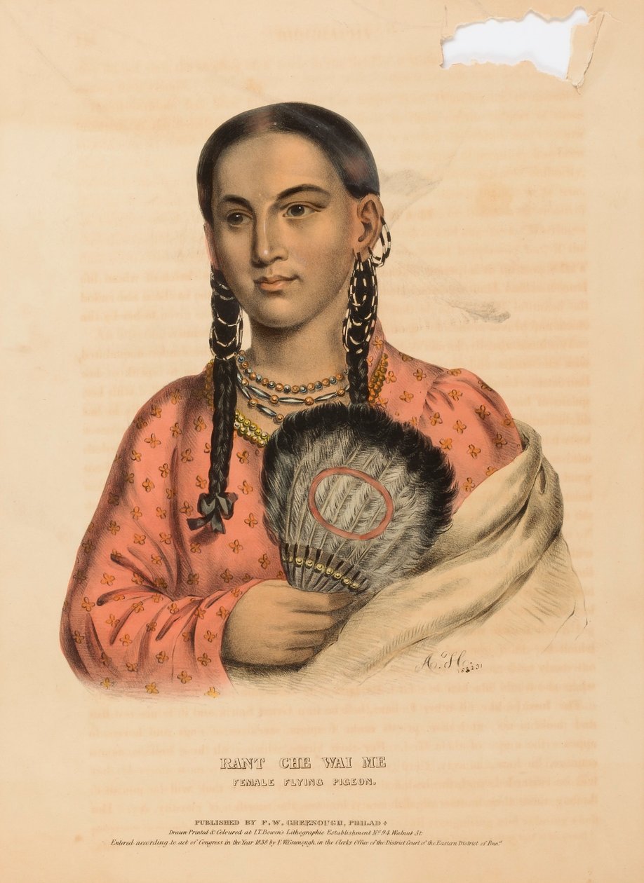 RANT CHE WAI ME. KVINDELIG FLYVENDE PIGEON, fra Historien om indianerstammerne i Nordamerika af Alfred M. Hoffy