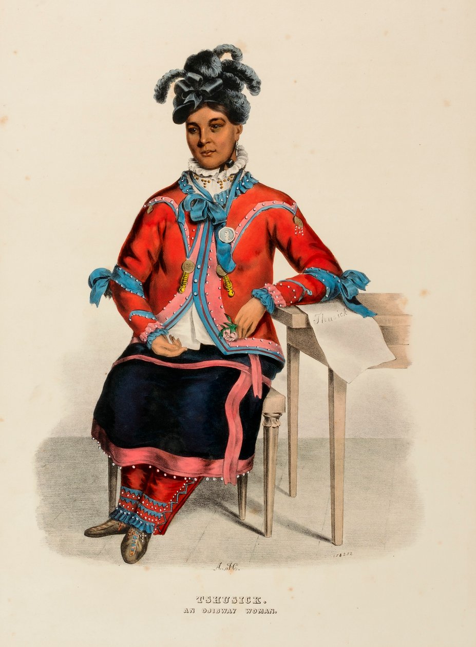 TSHUSICK. AN OJIBWAY WOMAN, fra History of the Indian Tribes of North America. af Alfred M. Hoffy