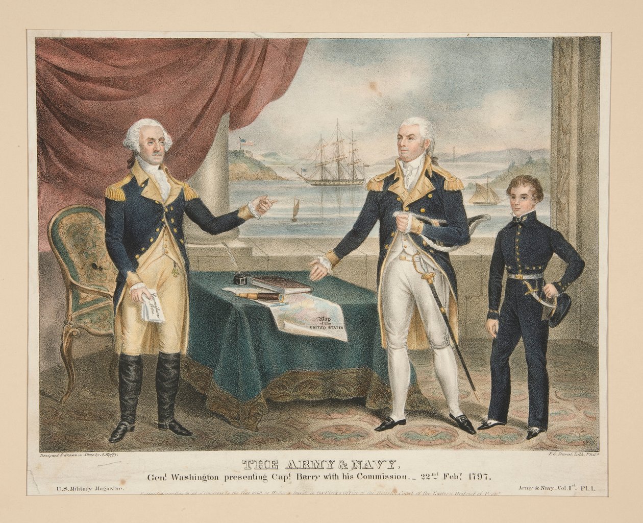 Hæren & Søværnet, Genl. Washington præsenterer kaptajn Barry for sin kommission af Alfred M. Hoffy