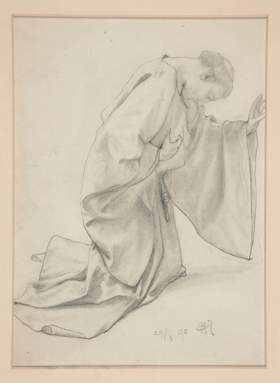 Munk knælende af Alfred Parsons