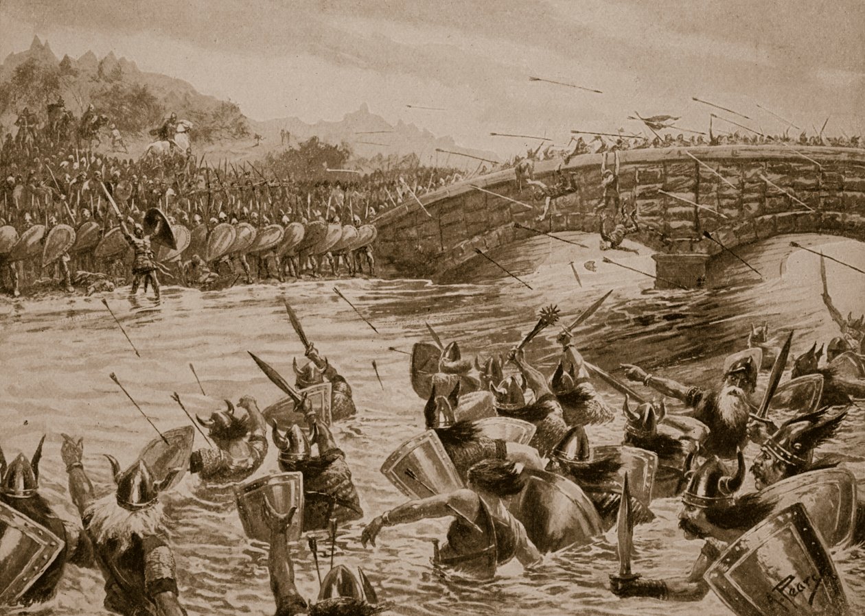 Slaget ved Maldon, 991, illustration fra "Hutchinson