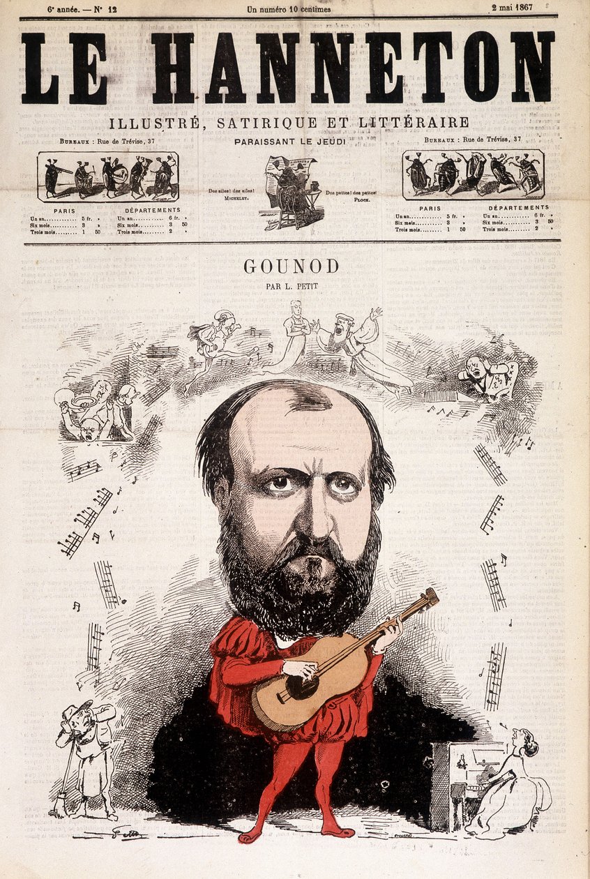 Maj 1867 chabiner. Tegnefilm af Charles Gounod (1818 - 1893), fransk komponist. af Alfred le Petité. af Alfred Petit