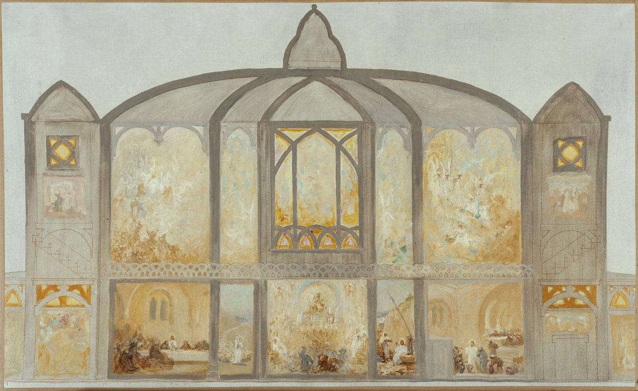 Skitse til Saint-Jean de Montmartre-kirken, ca. 1900 (olie) af Alfred Plauzeau