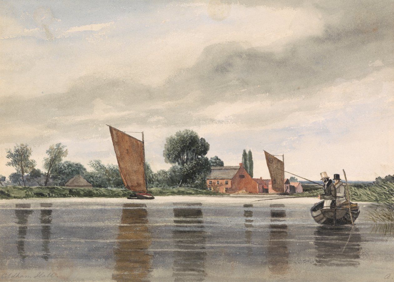 Coldham Hall, med H. Priest og C. Turner Angling, 1835 af Alfred Priest