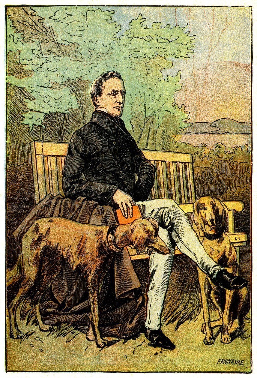 Digteren Alphonse de Lamartine med sine hunde af Alfred Prunaire