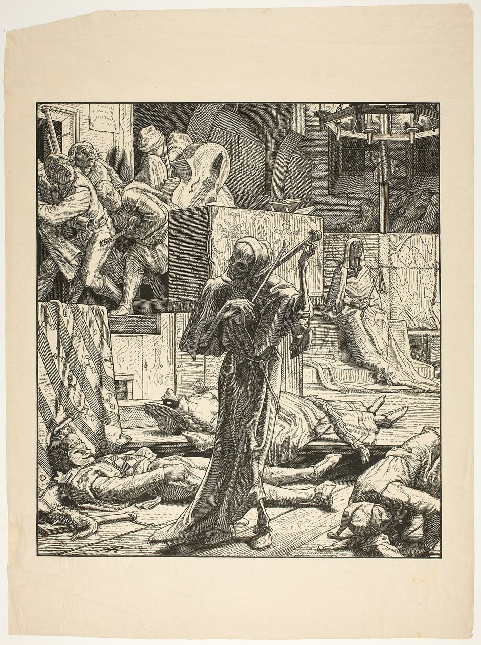 Death the Strangler, Det første udbrud af kolera ved et maskebal i Paris, 1831 af Alfred Rethel