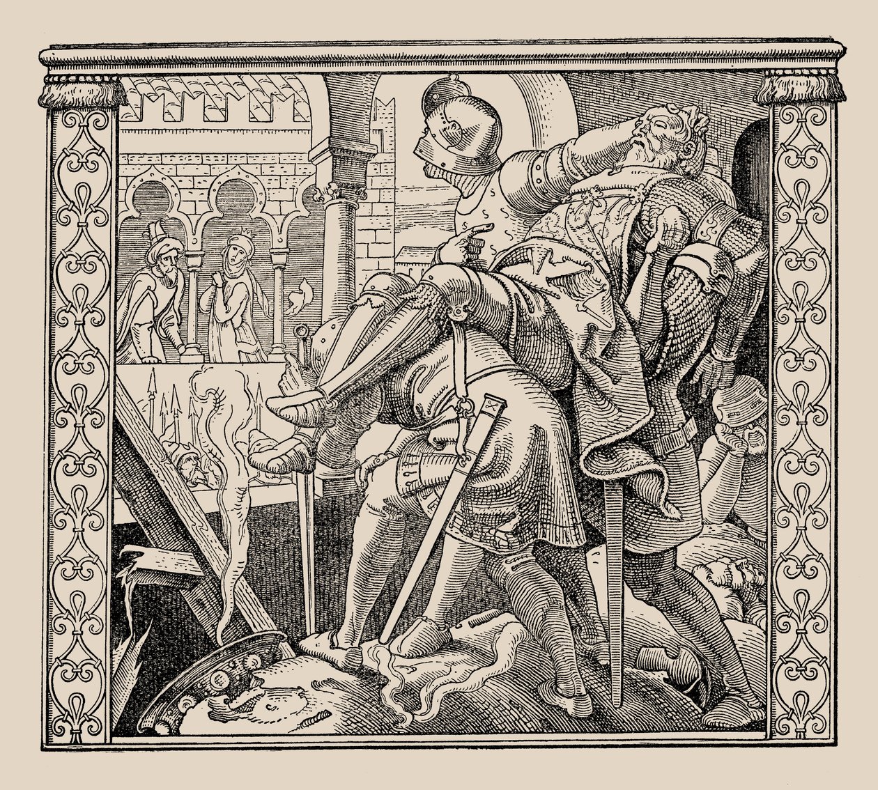 Nibelungen. Hvordan Rudigers korps præsenteres for Krimhild, 1840-1841. af Alfred Rethel
