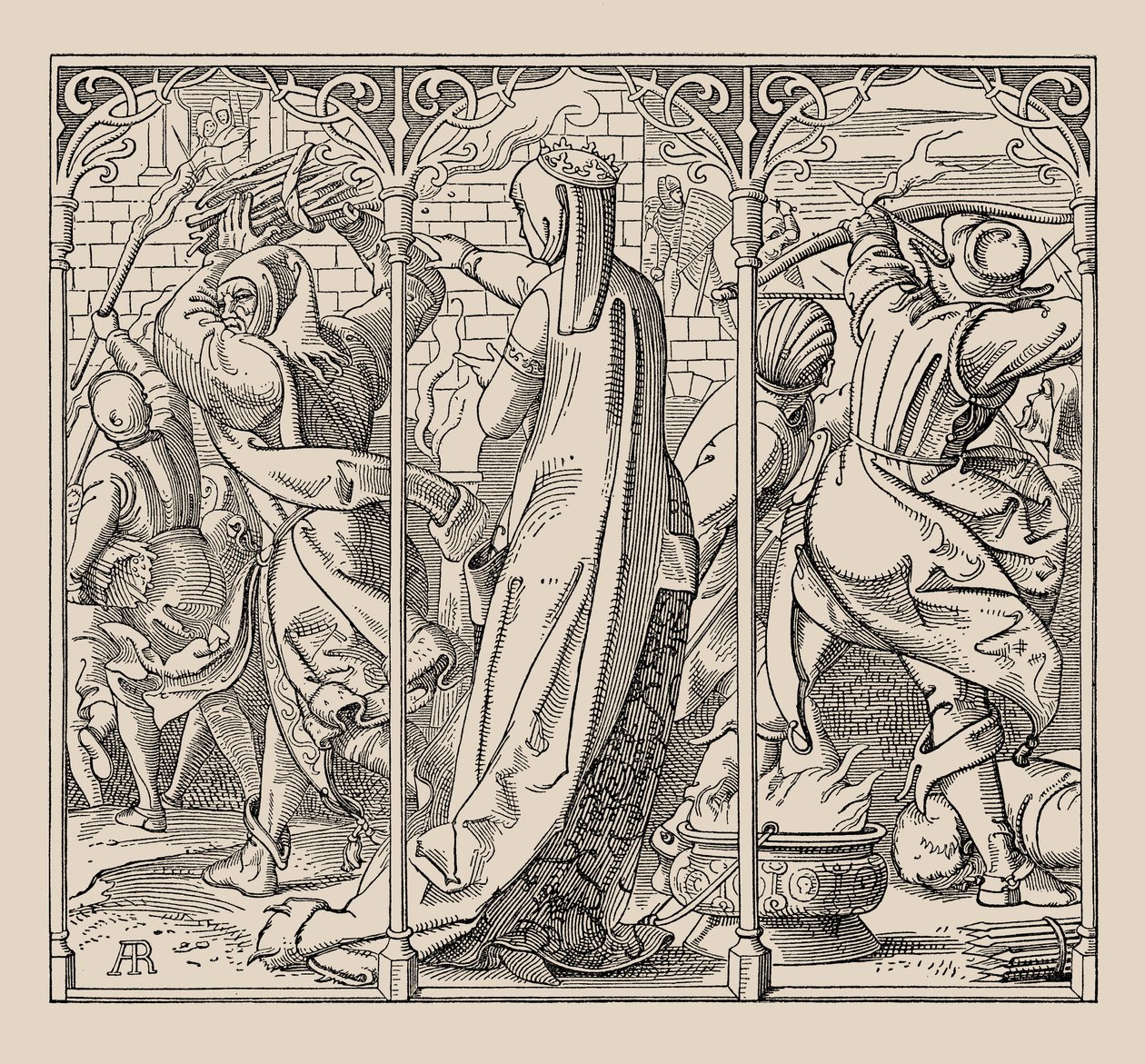 Nibelungen. Hvordan dronningen gav ordre til at brænde hallen ned, 1840-1841. af Alfred Rethel