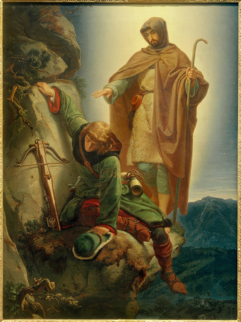 Skytsengel redder Maximilian i Martinswand / Rethel af Alfred Rethel
