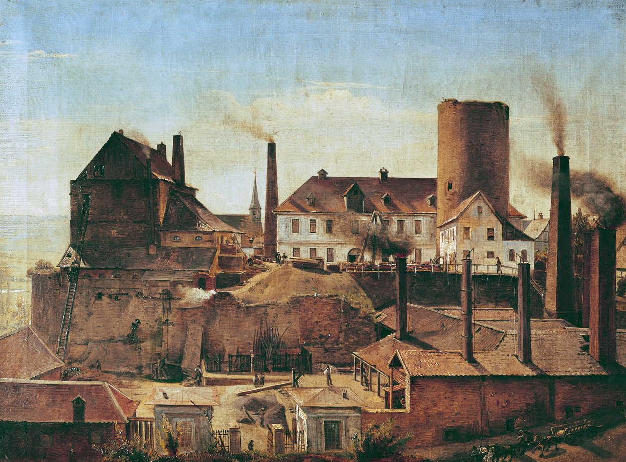 Harkortfabrikken ved Burg Wetter, ca. 1834 af Alfred Rethel