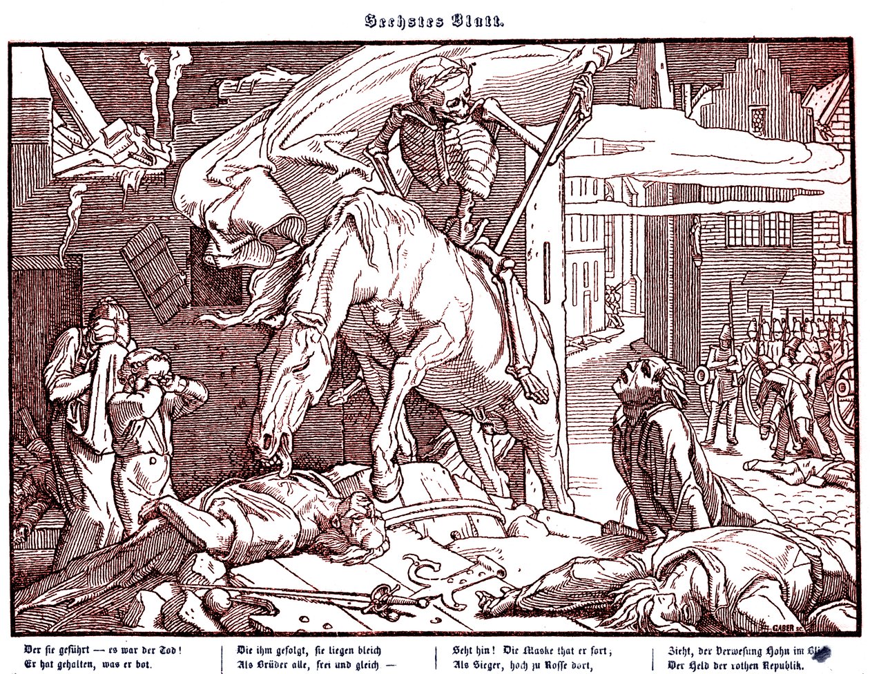 Totentanz 1848: Døden som republikansk helt af Alfred Rethel