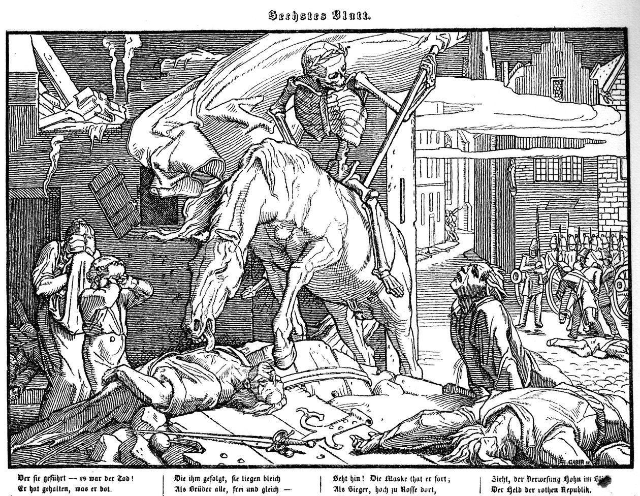 Totentanz 1848: Døden som republikansk helt af Alfred Rethel