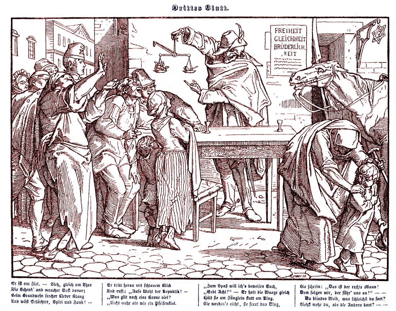 Totentanz 1848: Døden beviser, at alle mennesker er lige af Alfred Rethel
