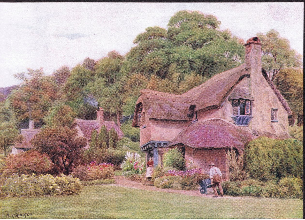 Almshouses, Selworthy Green, Somerset, fra The Cottages and the Village Life of Rural England udgivet af Dent & Sons Limited af Alfred Robert Quinton