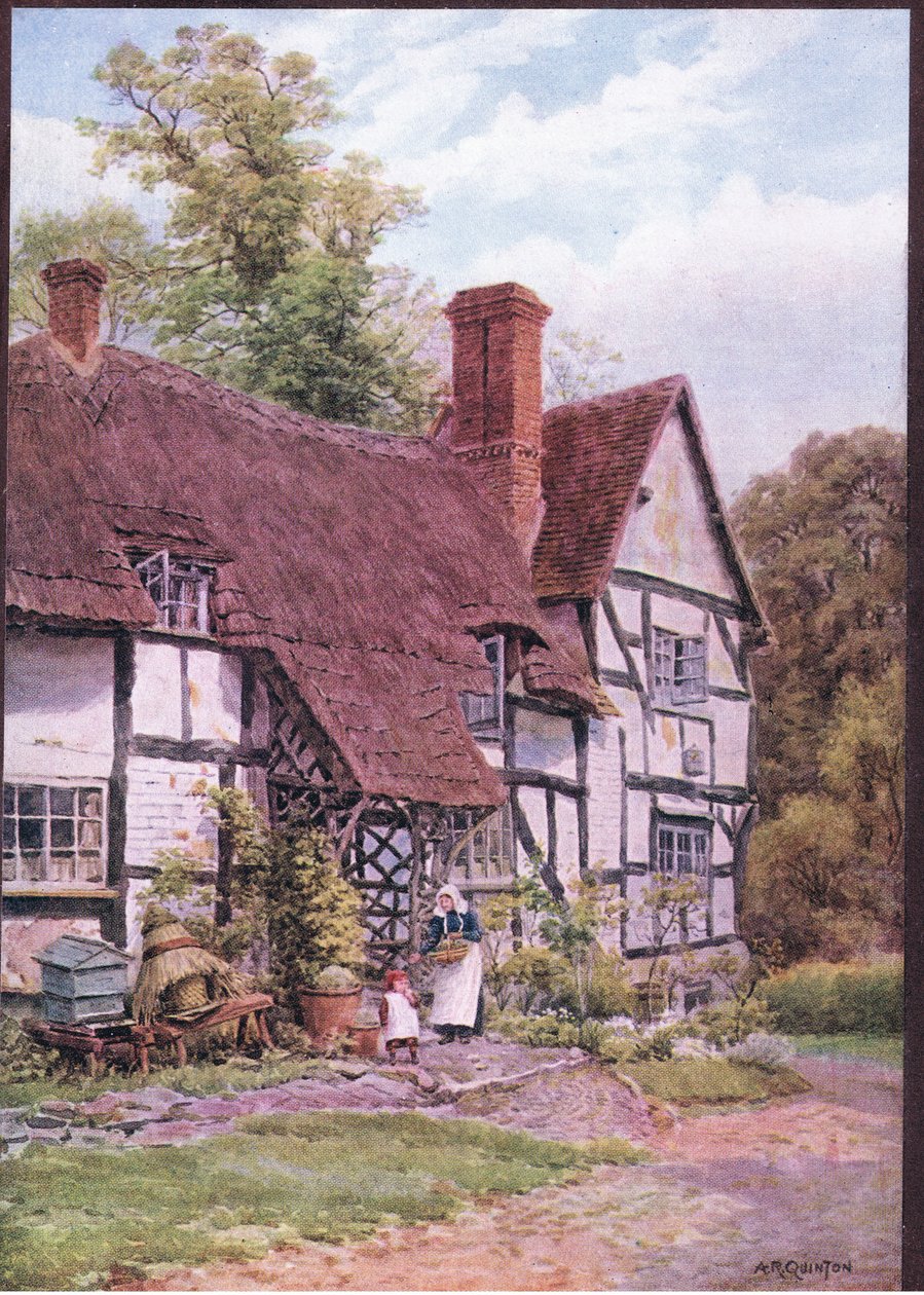 Havington, nr. Evesham, Worcester, fra The Cottages and the Village Life of Rural England udgivet af Dent & Sons Limited af Alfred Robert Quinton