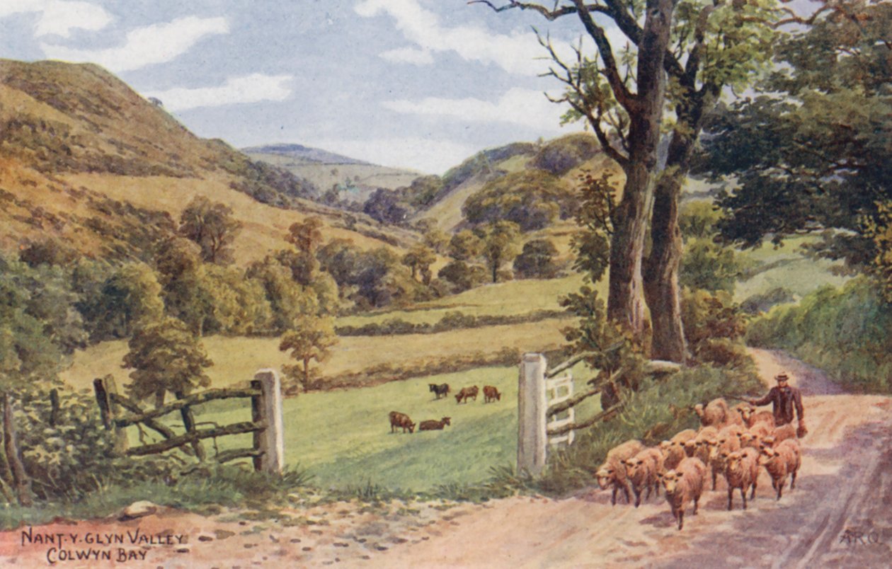 Nant Y Glyn Valley, Colwyn Bay (farvelitografi) af Alfred Robert Quinton