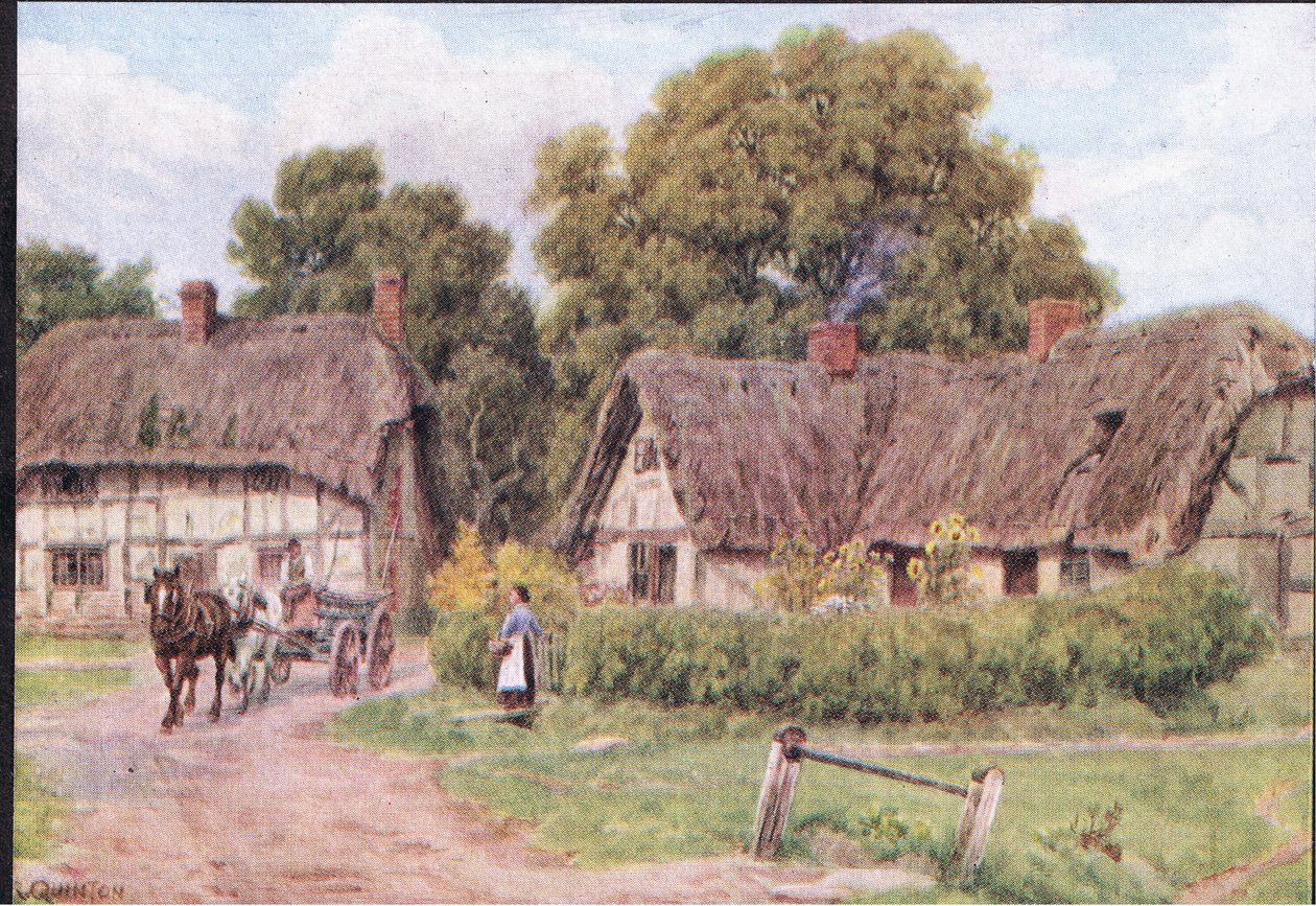West Hagbourne, Berkshire, fra The Cottages and the Village Life of Rural England udgivet af Dent & Sons Limited, 1912 af Alfred Robert Quinton