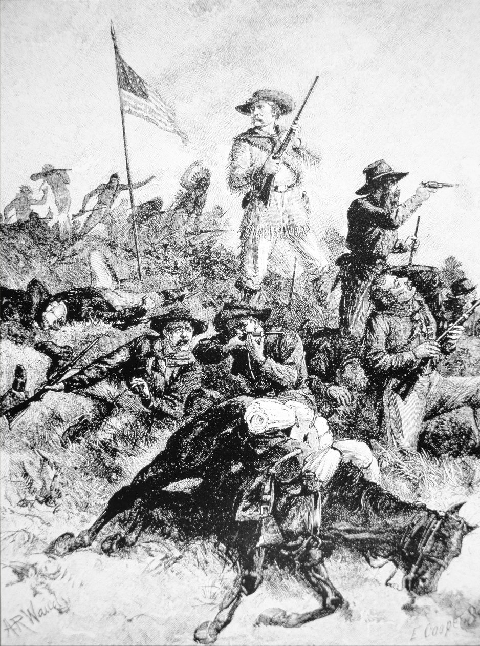 Illustration af slaget ved Little Bighorn, 25. juni af Alfred Rudolph (after) Waud