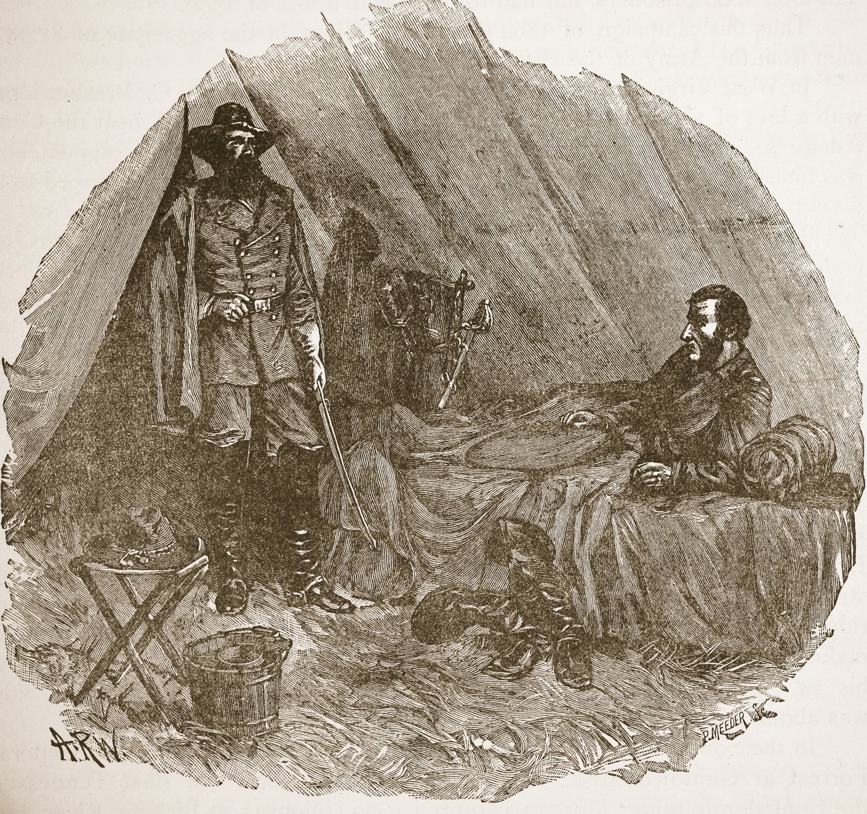 fra et bogværtshus. 1896 (gravering) af Alfred Rudolph (after) Waud